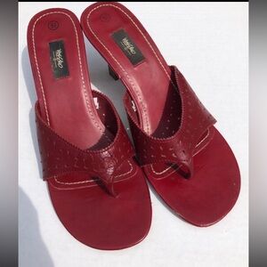 Red leather 3” heels by Mossimo size 8.5